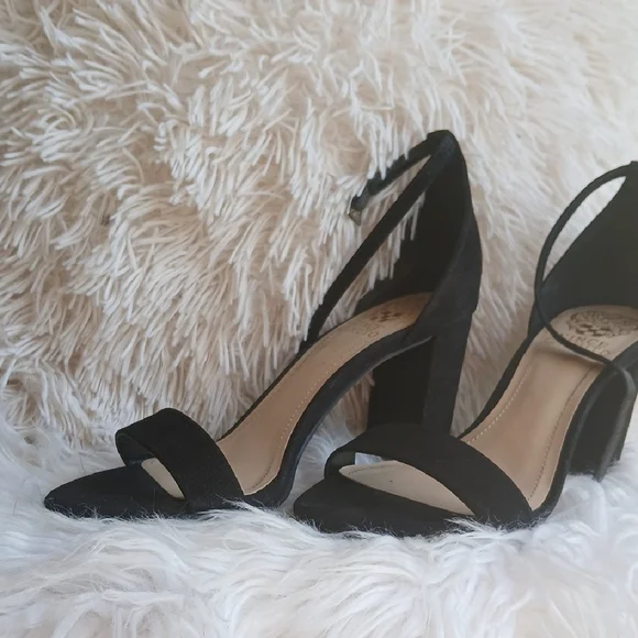 Vince Camuto Black Square Heels with Ankle Strap - Picture 4 of 12